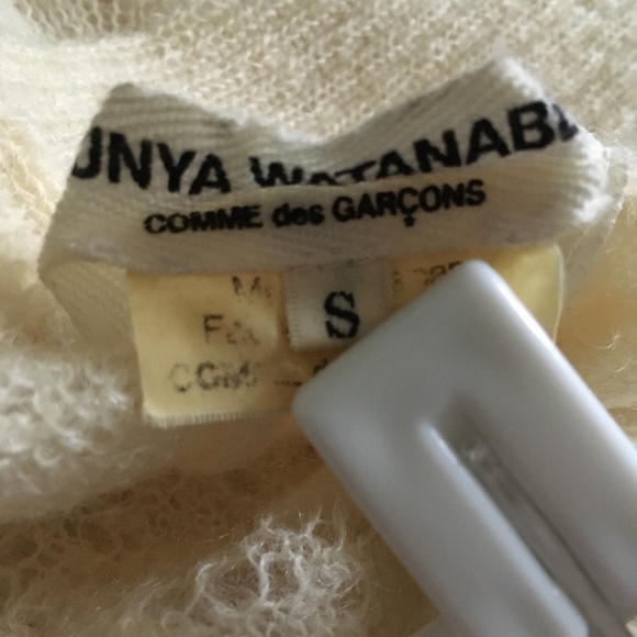 JUNYA WATANABE COMME DES GARCONS Ivory Mohair Pointelle Cardigan S - Picture 5 of 5